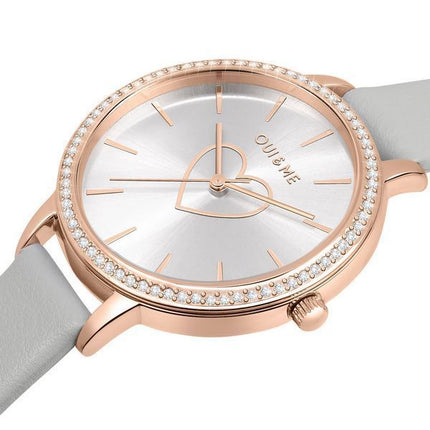 Oui & Me Amourette Crystal Accents Leather Strap Silver Dial Quartz ME010289 Women's Watch With Extra Bracelet