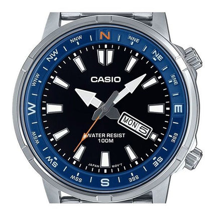 Casio Standard Analog Stainless Steel Black Dial Quartz MTD-130D-1A2V 100M Men's Watch