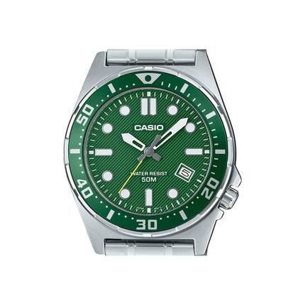 Casio Standard Analog Stainless Steel Green Dial Quartz MTD-135D-3AV Men's Watch