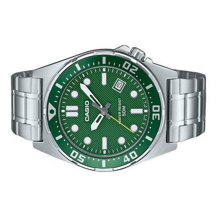 Casio Standard Analog Stainless Steel Green Dial Quartz MTD-135D-3AV Men's Watch