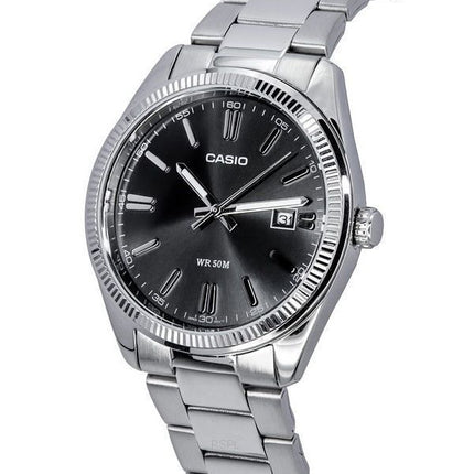 Casio Standard Analog Stainless Steel Black Dial Quartz MTP-1302D-1A1 Mens Watch