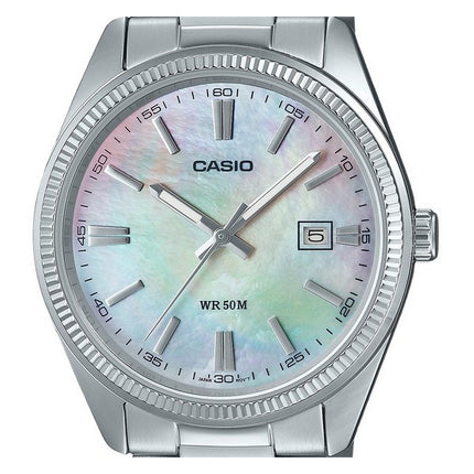 Casio Standard Analog Ion Plated Stainless Steel Mother Of Pearl Quartz MTP-1302DS-7AV Men's Watch