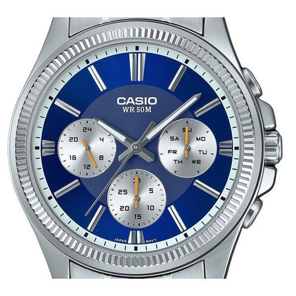 Casio Enticer Analog Stainless Steel Blue Dial Quartz MTP-1375D-2A1 Mens Watch