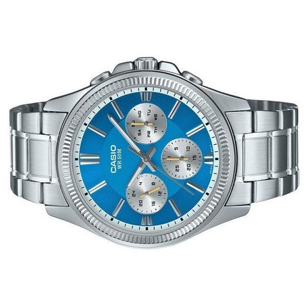 Casio Enticer Analog Stainless Steel Ice Blue Dial Quartz MTP-1375D-2A2 Mens Watch