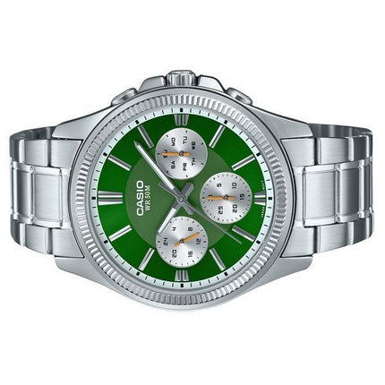 Casio Enticer Analog Stainless Steel Green Dial Quartz MTP-1375D-3 Mens Watch