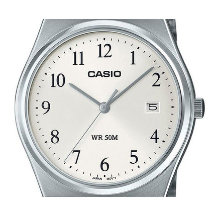 Casio Standard Analog Stainless Steel White Dial Quartz MTP-B145D-7B Mens Watch