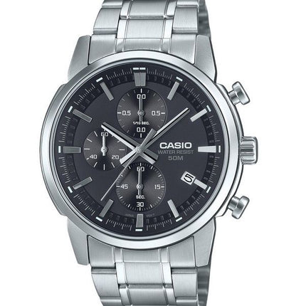 Casio Standard Analog Chronograph Stainless Steel Black Dial Quartz MTP-E510D-1A1V Men's Watch