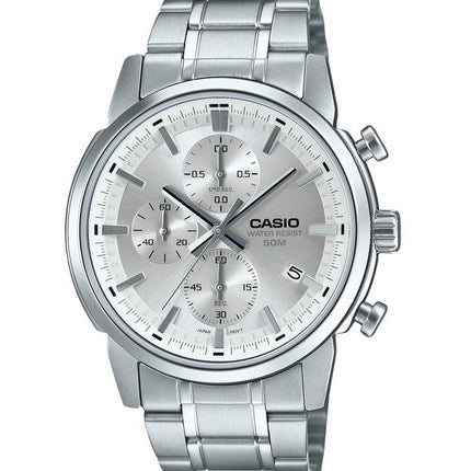 Casio Standard Analog Chronograph Stainless Steel Silver Dial Quartz MTP-E510D-7AV Men's Watch