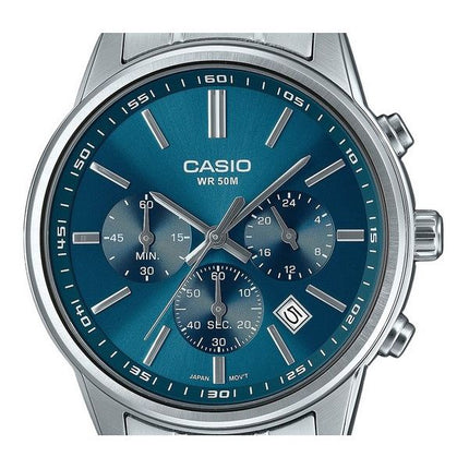 Casio Standard Analog Chronograph Stainless Steel Blue Dial Quartz MTP-E515D-2A1V Men's Watch