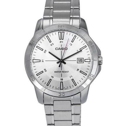 Casio Standard Analog Stainless Steel Silver Dial Quartz MTP-V004D-7C Mens Watch