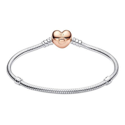 Pandora Moments Heart Clasp Snake Chain Bracelet 580719-17 For Women