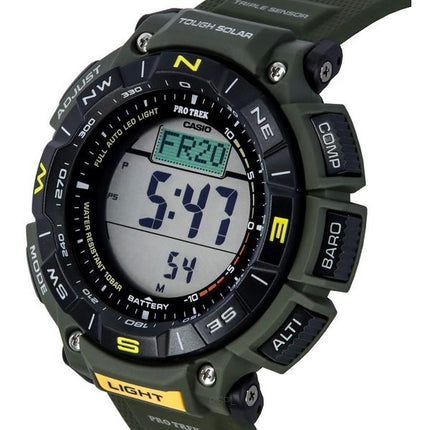 Casio Pro Trek Digital Green Bio Based Resin Strap Tough Solar PRG-340-3 100M Mens Watch