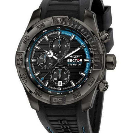 Sector Diving Team Chronograph Black Dial Silicon Strap Diver's Quartz R3271635001 300M Men's Watch