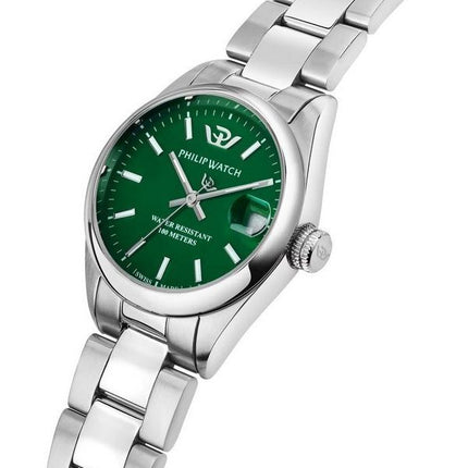 Philip Watch Caribe Urban Stainless Steel Green Dial Quartz R8253597647 100M Mens Watch