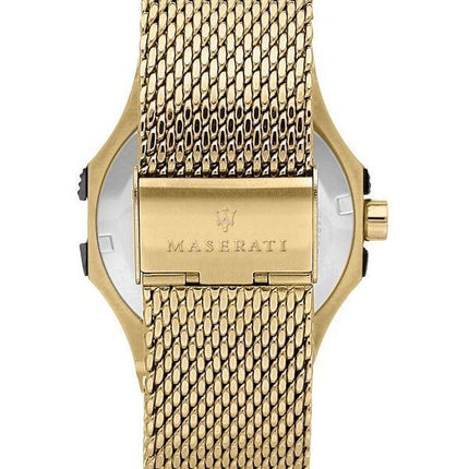 Maserati Potenza Gold Tone Stainless Steel Black Dial Quartz R8853108006 100M Mens Watch