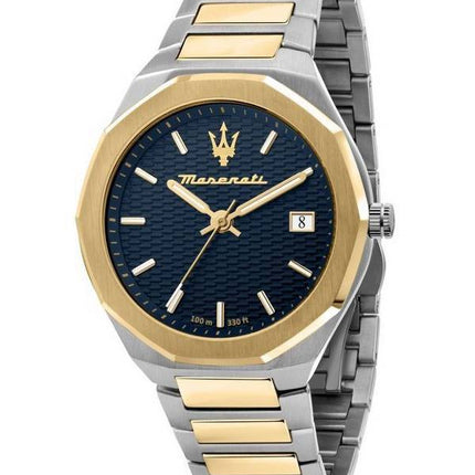 Maserati Stile Two Tone Stainless Steel Blue Dial Quartz R8853142007 100M Men's Watch