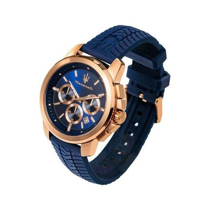 Maserati Successo Lifestyle Chronograph Rubber Strap Blue Dial Quartz R8871621034 Men's Watch