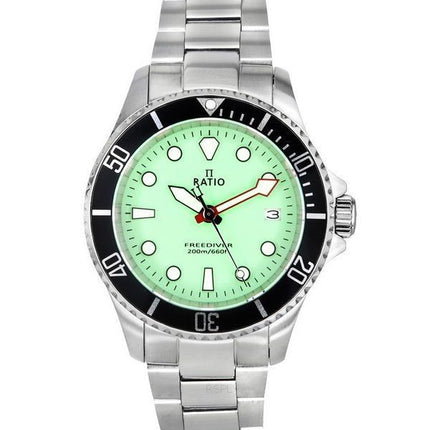 Ratio FreeDiver Sapphire Stainless Steel Green Dial Quartz RTF039 200M Men's Watch