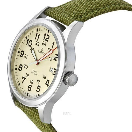 Ratio Quest Men's Field Watch Sapphire Canvas Strap Quartz RTQ019 100M Lewis And Clark Edition