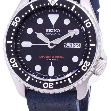 Seiko Automatic SKX007J1-LS13 Diver's 200M Japan Made Blue Leather Strap Men's Watch