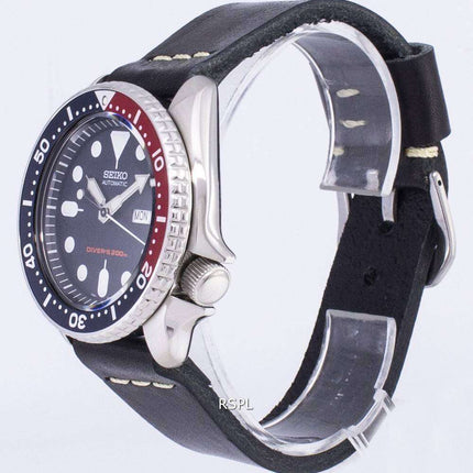 Seiko Automatic SKX009K1-LS14 Diver's 200M Black Leather Strap Men's Watch