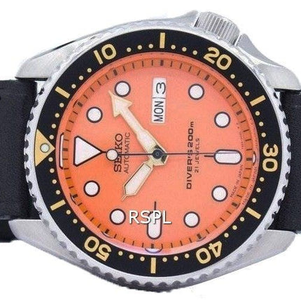 Seiko Automatic Diver's Ratio Black Leather SKX011J1-LS8 200M Men's Watch