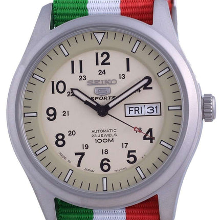 Seiko 5 Sports Military Automatic Japan Made SNZG07J1-var-NATO23 100M Mens Watch