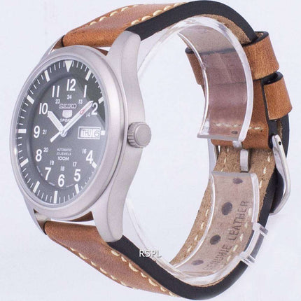 Seiko 5 Sports SNZG09J1-LS17 Japan Made Brown Leather Strap Men's Watch