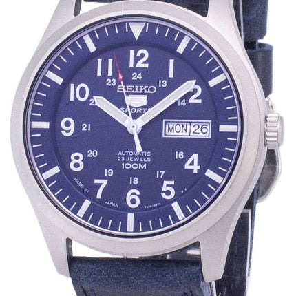 Seiko 5 Sports SNZG11J1-LS13 Japan Made Dark Blue Leather Strap Men's Watch