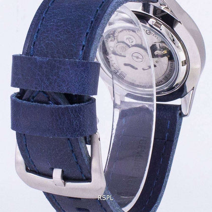 Seiko 5 Sports SNZG15J1-LS13 Japan Made Dark Blue Leather Strap Men's Watch