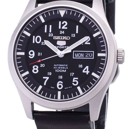 Seiko 5 Sports SNZG15K1-LS14 Automatic Black Leather Strap Men's Watch