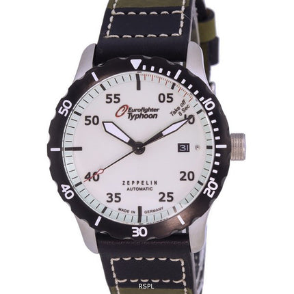 Zeppelin Eurofighter Leather Strap Beige Dial Automatic Diver's 7268-5 72685 200M Men's Watch