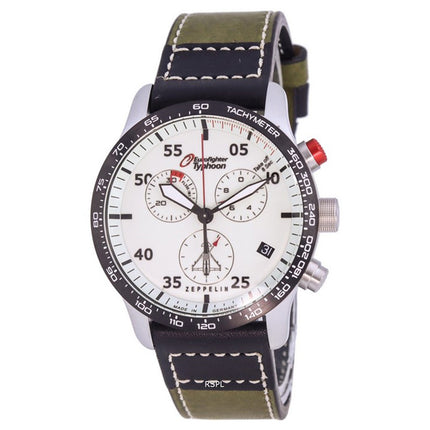 Zeppelin Eurofighter Chronograph Leather Strap Beige Dial Quartz 7298-5 72985 100M Men's Watch