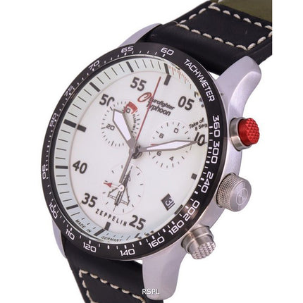 Zeppelin Eurofighter Chronograph Leather Strap Beige Dial Quartz 7298-5 72985 100M Men's Watch