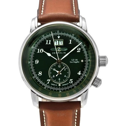 Zeppelin LZ126 Los Angeles Brown Leather Strap Green Dial Quartz 86444 Men's Watch