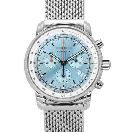 Zeppelin LZ14 Marine Chronograph Stainless Steel Ice Blue Dial Quartz 8886M3 Men's Watch