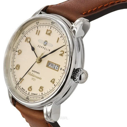 Zeppelin Mediterranee 1921 Leather Strap Beige Dial Automatic 96645 Men's Watch