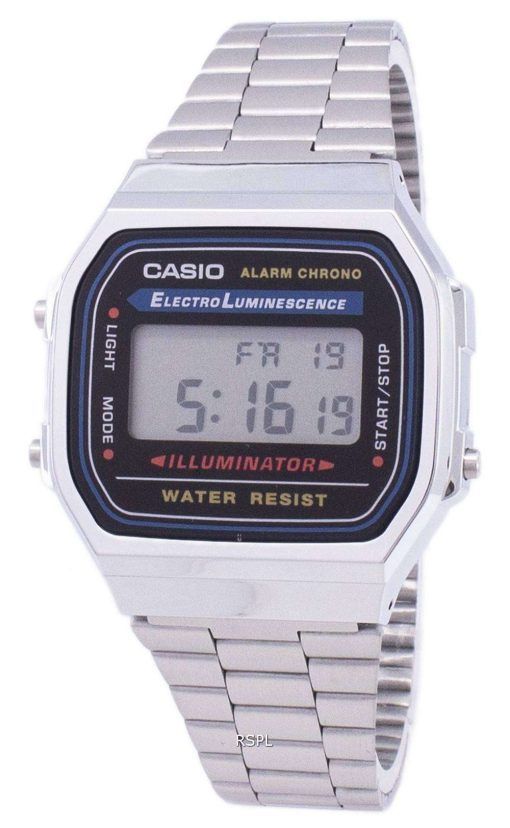 Casio Digital Alarm Chrono Stainless Steel A168WA-1WDF A168WA-1W Unisex Watch