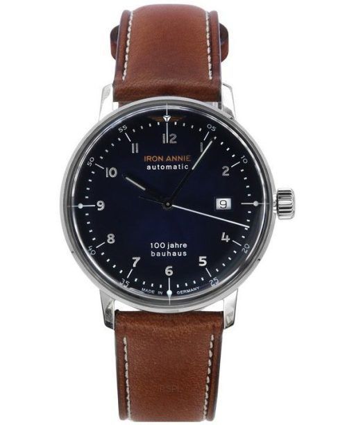 Iron Annie Bauhaus Brown Leather Strap Blue Dial Automatic 50563 Mens Watch