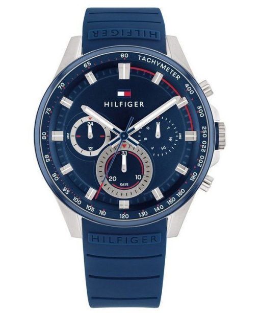 Tommy Hilfiger Max Silicone Strap Multifunction Blue Dial Quartz 1791970 Mens Watch