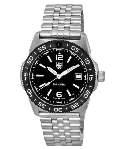 Luminox Pacific Diver Ripple Stainless Steel Black Dial Swiss Quartz Divers XS.3122M 200M Mens Watch