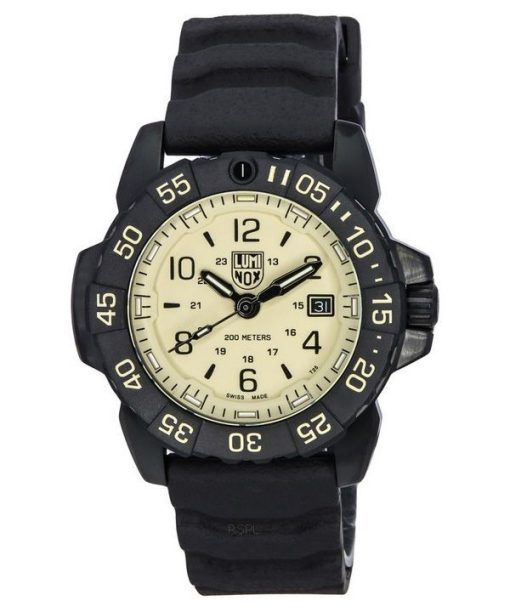 Luminox Navy SEAL Foundation Rubber Strap Beige Dial Swiss Quartz Military Divers XS.3251.CBNSF.SET 200M Mens Watch With Strap