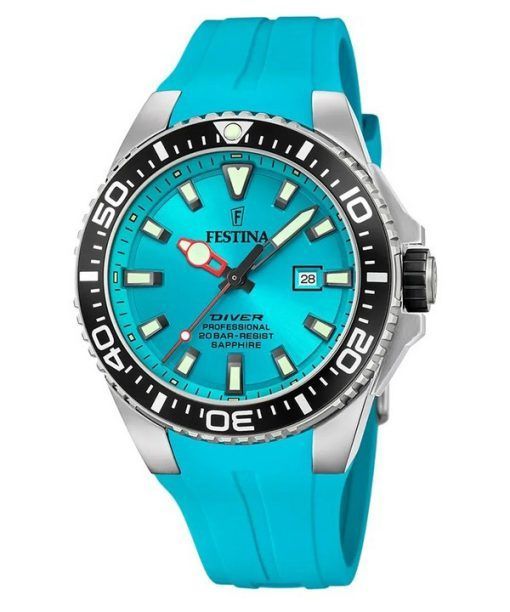 Festina Diver Rubber Strap Turquoise Dial Quartz F20664-5 200M Mens Watch