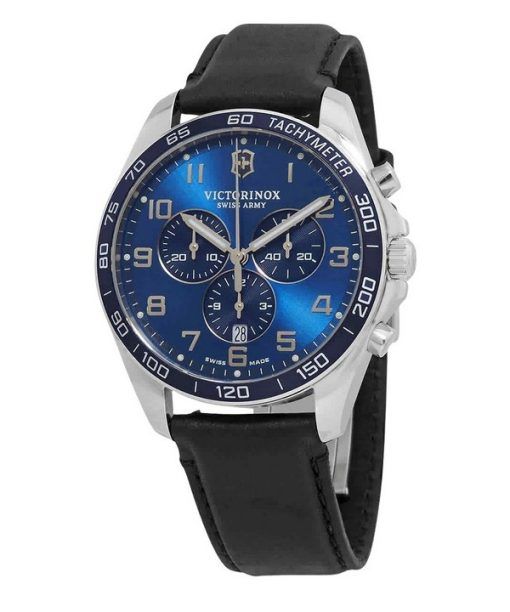 Victorinox Swiss Army Fieldforce Chronograph Leather Strap Blue Dial Quartz 241929 100M Men's Watch