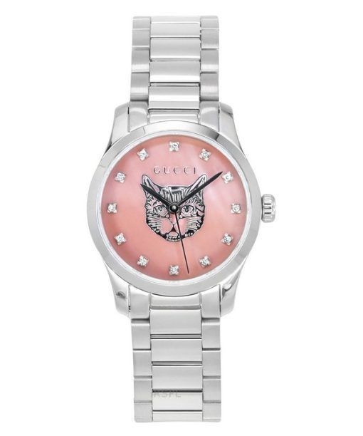 Gucci G-Timeless Diamond Accents Pink Mother of Pearl Dial Quartz YA1265025 Women's Watch