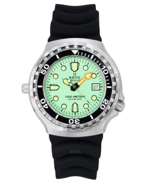 Ratio FreeDiver Version 02 Helium Safe 1000M Sapphire Quartz Mint Green Dial 1038EF102V-GRN-V02 Men's Watch