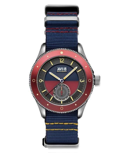 AVI-8 Flyboy Airmaster Sector Meca-Quartz Navy Blue And Red Dial AV-4112-04 Mens Watch