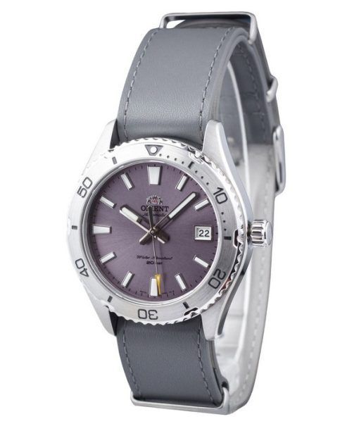 Orient Sports Leather Strap Lilac Dial Automatic Diver's RA-AC0Q07V10B 200M Men's Watch