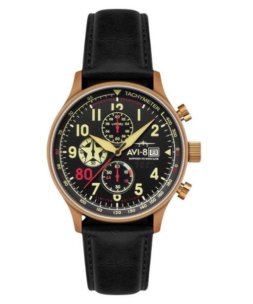 AVI-8 Hawker Hurricane Classic Chronograph D-Day 80 Limited Edition Gold Black Dial Quartz AV-4011-1D Men's Watch