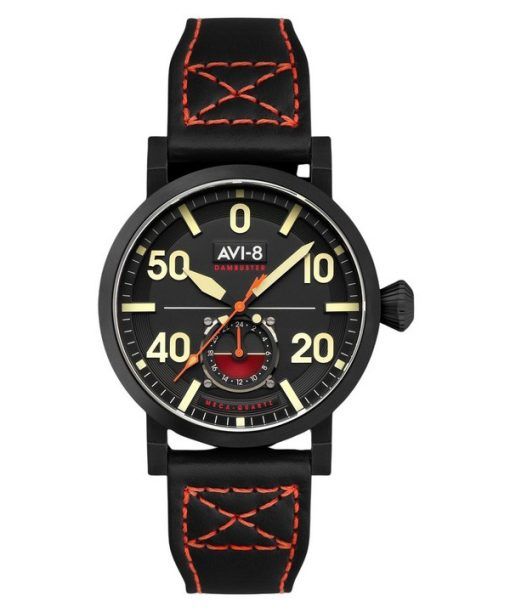 AVI-8 Dambuster Chadwick Meca-Quartz Coal Black Leather Strap Black Dial AV-4113-03 Men's Watch